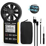HVAC Anemometer Waterproof Rechargeable Anemometer with Touch-Screen, CFM Meter 0-999900 ft3/min, Temp, Backlight, Data Hold for Air Volume, HVAC Vents, Sailing, Shooting-AP-6000GH
