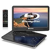 WONNIE 16.9" Portable Blu Ray Player with 14.1" 1080P Full HD Large Swivel Screen, Blu-ray DVD Player with HDMI Out & AV in, 4-5 Hours Rechargeable Battery, Support MP4, MKV Video & USB/SD Card