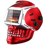 DEKORPO Welding Helmet Auto Darkening: True Color Solar Powered Auto Darkening Welding Helmets Welder Mask Hood (Skull Design)