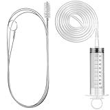 Gisafai 3 Pcs 59'' Refrigerator Cleaning Kit with 100 ml Syringe Compatible with Water Line for 1.5m Flexible Refrigerator Scrub Brush Flexible Feeding Tube Brush for Ice Maker Dispenser