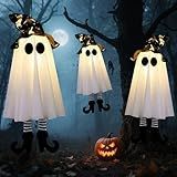 3 Pcs Hanging Ghost Light, Hanging Halloween Decorations Outdoor, Ghost Light for Outdoor Halloween Display - Yard, Tree, Porch, Garden, Party