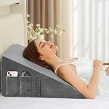 Domusensus Wedge Pillow for Sleeping, 12" Bed Wedge Pillow for After Surgery, Triangle Pillow Wedge for Heartburn, Acid Reflux, GERD, Back Pain Relief, Neck Pain, Soft & Cooling Memory Foam Top
