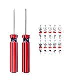 Ailindany 2 Pieces Handle Car Tire Valve Core Removal Tool Single Head Tire Repair Tools with 10 Pieces Valve Cores