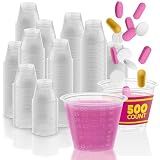 Stock Your Home 1 oz Disposable Medicine Cups (500 Count) - Clear Plastic Measuring Cups - Embossed Medicine Cups for Pills, Liquid Medicine, Epoxy, Cooking, Food Sampling, Wine Tasting, Jello Shots