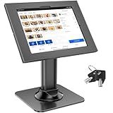 AboveTEK Anti-Theft iPad Kiosk Stand – POS iPad Security Mount with 360° Swivel & 75° Tilt, Heavy Duty Tablet Kiosk Desk Holder for Retail & Business POS Systems (Black)