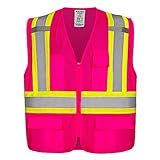 KAYGO Safety Vest with Pockets - High Visibility Reflective Vest ANSI Class 2 Construction Vest (Type R, Not FR) KG0100 (S, Pink, 1 Pcs)