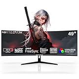 49 Inch Curved Ultra Wide Gaming Monitor, 4K (3840x1080P), 144Hz/165Hz 1500R, 32:9125% sRGB, FreeSync, Height Adjustable Screen Monitor, HDMI 2.1 And DP 1.4, Supports Wall Mounted Installation