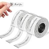 Clear D30 Label Maker Tape Refill, for D30 D32 D10 D35 Q30 Label Maker Replacement, Black on Transparrent Thermal Paper Self-Adhesive Label Tapes, 14 x 40 mm (0.55 x 1.57 Inch) 125 Tapes/Roll, 3 Rolls
