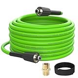 APOWER PVC Pressure Washer Hose 50 FT x 1/4", Kink Resistant Power Washer Hose, High Pressure Water Hose Extension Replacement for Home Use with M22-14mm Brass Fittings, 3300 PSI, Green