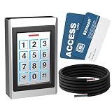Blütezeit Wired Gate Opener Keypad with 2 RFID Cards & 16.4ft Cable, IP67 Waterproof Metal Entry Pad for Garage Door, Gate Motors, 12V DC Supports 2000 Users with PIN Code & Card Access Control System