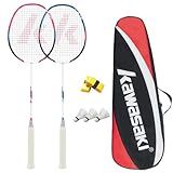 Badminton Rackets, Professional Graphite Shaft Badminton Set of 2 for Backyard, with 2 Lightweight Carbon Badminton Racquets/3 Badminton Shuttlecocks/2 Racquet Overgrips/1 Carry Bag