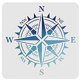 FINGERINSPIRE Compass Wall Decoration Template 11.8x11.8 Inch Large Drawing Painting Stencil - Plastic Square Reusable for Wood, Walls, Fabric, Airbrush