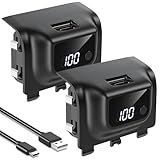 YUANHOT Rechargeable Battery Pack for Xbox Series X/S, LED Display 2 Pack 5180mWh Fast Charging for Xbox Controller Battery Pack, Remote Play and Charge Kit for Xbox Series X/S Accessories