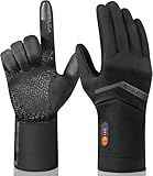 Royalrose Heated Gloves Liners for Men Women, Rechargeable Waterproof Winter Thin Heated Work Gloves with Arthritis Raynaud's Relief for Ski Golf Hiking Driving (Black, Large)