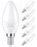 PARTPHONER E12 Base LED Light Bulbs B11 Candelabra Bulbs 60W Equivalent, Non-Dimmable 6W LED Bright Candle Small Base Chandelier Bulb 600 Lumen, 5000K Cold White for Ceiling Fan, Pack of 6