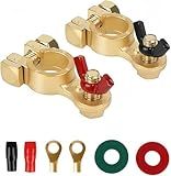 SINGARO Car Battery Terminal Connector, Pure Copper Cable End Top Post Clip Positive and Negative Pole, Applicable to Automobile, Truck, RV and Yacht Accessories