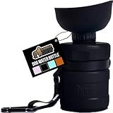 GORILLA GRIP Dog Water Bottle, Portable Water Bowl Dispenser for Dogs, 16 oz Leak Proof Pet Travel Squeeze Bottles Food Grade Silicone, Stocking Gifts for Pets to Go Puppy Essentials, Black