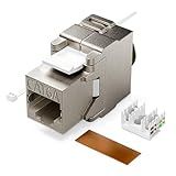 ZOERAX 12-Pack Shielded Cat6A / Cat6 Keystone Jack 10Gbps Zinc-Alloy Housing Modular Termination | Easy Internet Tool Free Jacks | for Cat6A up to 23AWG Solid Bulk S/FTP Ethernet Cable