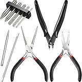 10 Pieces Metal DIY Model Tool Sets Tab Edge Cylinder Cone Shape Bending Assist Tools and Nozzle Pliers Flat Nose Pliers Needle Nose for 3D Metal Jigsaw Puzzles Assembly