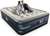 iDOO Queen Air Mattress with Built in Pump, 18 Raised Comfort Inflatable Blow up Mattress, Upgraded Four Chamber Portable Air Bed for Camping, Guests and Home, Colchon Inflable, 650 lbs Max