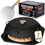 HeatGuard Pro Geras Pizza Oven for Grill - Grill Top Pizza Oven For Outdoor Camping - Pizza Stone, Pizza Peel Kit - Portable Backyard BBQ Pizzas Maker Charcoal, Pellet, Propane Gas Wood Attachment