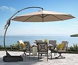 Grand patio 11FT Cantilever Umbrella with Base Outdoor Large Round Aluminum Offset Umbrella for Patio Garden Backyard (Champagne, 11 FT)