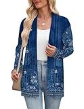 Zeagoo Floral Cardigan Light Jackets for Women Lightweight Long Sleeve Open Front Kimono Beach Cruise Outfits