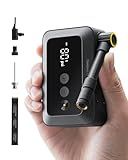 HOTO Mini Bike Tire Pump, 25s Fast Inflate Bicycle Pump with Guage, 150PSI Portable Electric Bike Air Pump with Presta and Schrader Valve for Road Bike, Motorcycle, Mountain Bike, BMX, Sports Ball