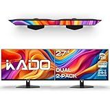 Kado Dual Monitor Setup - 2-Pack 27" 1920x1080 Computer Monitor 75Hz VESA Mount HDMI Office Gaming Hybrid Built-in Speakers (E27X Dual Series)