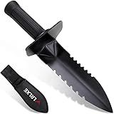 Metal Detector Shovel, LRLXE Sturdy Heavy Duty Double Serrated Edge Digger, Metal Detecting Digging Tool with Sheath for Metal Detection Digging, Garden Accessories for Planting, for Belt Mount
