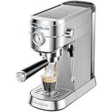 CASABREWS CM5418 Espresso Machine 20 Bar, Compact Espresso Maker with Steam Milk Frother, Stainless Steel Coffee Machine with 34oz Removable Water Tank for Cappuccino, Small Latte Machine, Silver