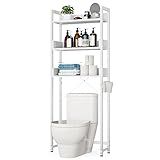 OTK Over-The-Toilet Storage, 3 Tier Bathroom Organizer Shelf, Freestanding Space Saver with Toilet Paper Holder, Multifunctional Over The Toilet Rack, White