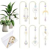 Crystal Suncatcher, 6 Pack Garden Suncatchers Small Trellis for Potted Plants Indoor Plant Trellis Sun Catchers Decoration for Garden Home Window