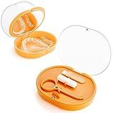LONGMON New Double-layer Aligner Case with Belt Chewing,Removal Tool,Cleaning Brush,Built in Mirror Orthodontic Case