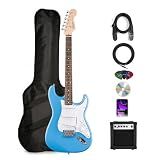 Fender Squier Stratocaster - California Blue Bundle with Amplifier, Gig Bag, Strap, Instrument Cable, Picks, and Austin Bazaar Instructional DVD