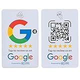 Revuzee Review Tap Card for Google Business Profiles | NFC and Custom QR Code Sign for Business | Includes Analytics and Customizable Landing Page | Same Size as a Standard Credit Card | White