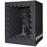 TroyStudio Portable Vocal Booth, Large Foldable Microphone Isolation Shield, Music Recording Studio Sound Echo Absorbing Box, Desk & Stand Use Reflection Filter with Thickened Dense Acoustic Foam