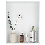 JQK Shower Niche No Tile Need, 18"×14" Matte White Bathroom Insert Shelf, 304 Stainless Steel Recessed Shower Caddy Organizer Storage, SNL1814-WH