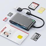 SIM Card Adapter, CAC Smart Card Reader Military, 6-in-1 USB C/USB A Multi-Card Adapter for SIM, CAC, ID, SD/TF, M2, Memory Stick – Compatible with Windows, Mac, Linux (USB A + USB C)