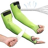 toolant Cut Resistant Farmers Sleeves with Thumb Hole, Arm Protectors for Thin Skin and Bruising, for Gardening, Welding, Kitchen, Arm Guards for Biting, Pet Grooming, Green, 1 Pair