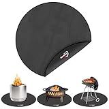 DocSafe 48" Round Fire Pit Mat, 4-Layer Fireproof Under Grill Mat Heat Insulated Indoor Fireplace Pad Protector for Decks,Patios,Grass,Solo Stove Bonfire, Reusable Oil-Proof and Waterproof, Black