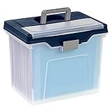 Office Depot Large Mobile File Box, Letter Size, 11 5/8in.H x 13 3/6in.W x 10in.D, Clear/Blue, 110988