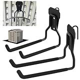 MorningRo 2 Pack Shed Accessories Multi Purpose Shed Hooks Metal Power Tool Holder for Large or Small Tools or Shovels, Black (Straight)