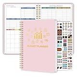 Budget Planner - Monthly Financial Planner Organizer with Expense Budget Book/Expense Tracker Notebook/Accounting Book with Sticker to Manage Your Money Effectively, Start Anytime, A5(5.8" * 8.2") Pink