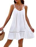 Blooming Jelly Womens Bathing Suit Cover Up Swim Beach Dresses Cover Ups Spaghetti Straps Swimsuit Coverups (M, White)