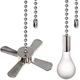 Akahttbn Ceiling Fan Pull Chain Ornaments Extension Chains with Decorative Light Bulb and Cord 13.6 Inches Fan Pull Chain Set For Ceiling Light Lamp Chain (Nickel)