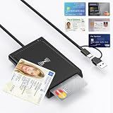 2-in-1 Smart Card Reader with NFC, USB-A & USB-C CAC Military DOD Common Access Card Reader, Contact & Contactless Reader Supports PIV, IC, ID, Bank Credit Card Reader for Windows/Mac OS/Android/Linux