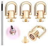 4pcs D Rings for Purse, 360 Degree Rotatable D Rings with 4 Leather Rivets and 1 Punch Tool for Leather Crafting, Crossbody Conversion Kit, Purse Hardware for Leather Crossbody Purse Craft