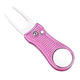 Mile High Life All Metal Foldable Golf Divot Tool with Pop-up Button & Magnetic Ball Marker (Pink Bone)