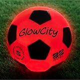 GlowCity Glow in The Dark Soccer Ball | Light Up Indoor/Outdoor Soccer Ball with 2 LED Lights | Pre-Installed Batteries | Fun Gift for Teens